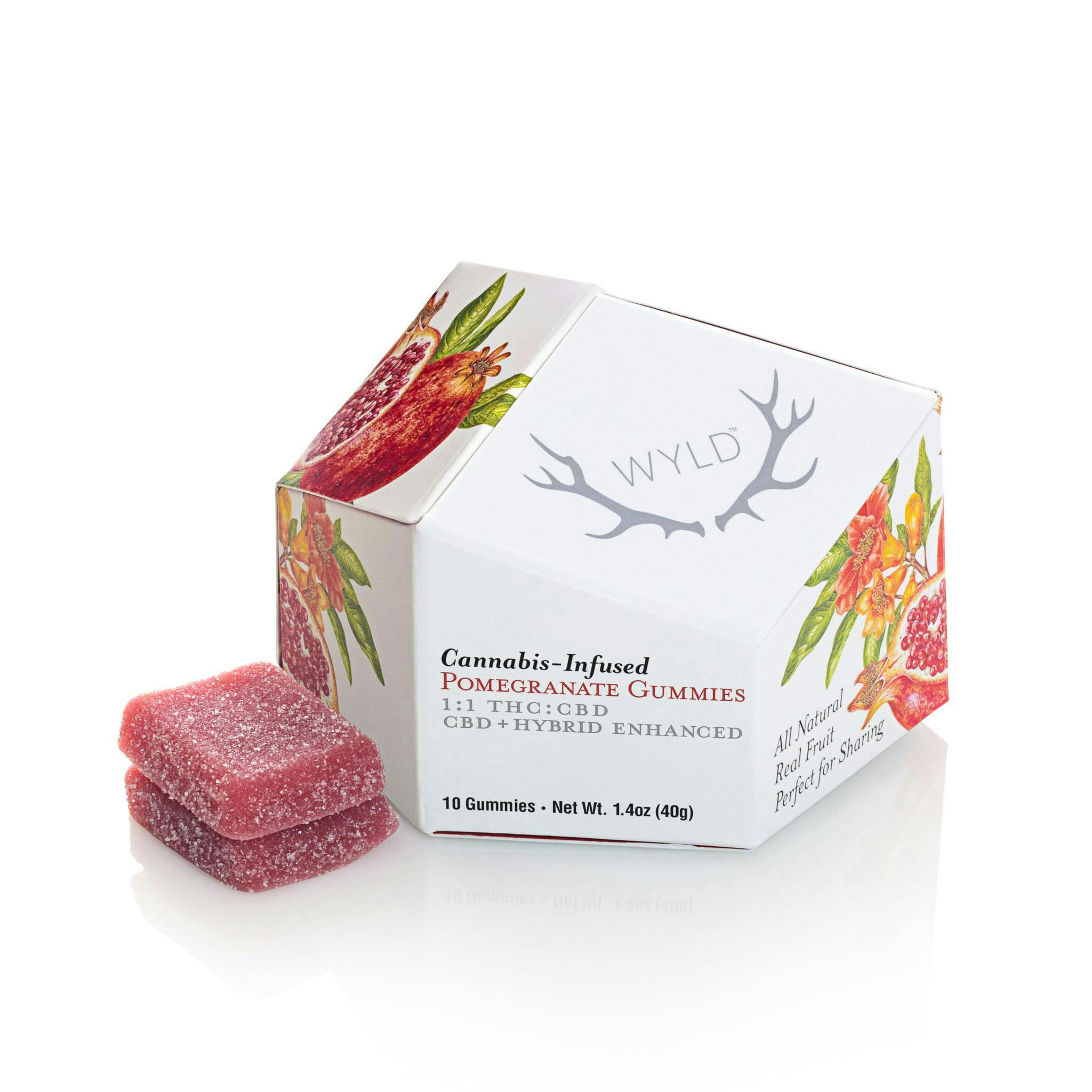 Photo of Pomegranate 1:1 CBD + Hybrid Enhanced Gummies