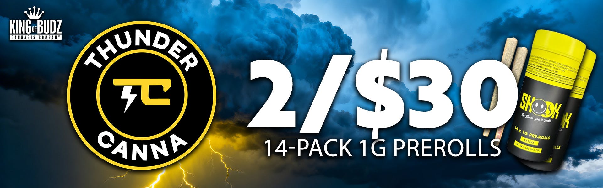 Thunder Canna 14pk 1g Prerolls - 2/$30