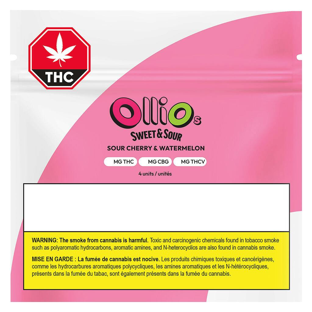 Olli o's - sour cherry & watermelon thc/cbg/thcv - 4 pack