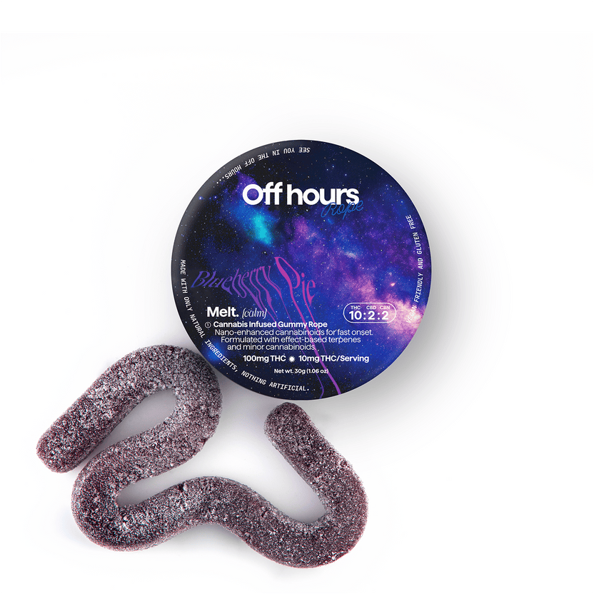 Off Hours - 100mg THC : 20mg CBD : 20mg CBN Infused Gummy Rope - Melt Blueberry Pie