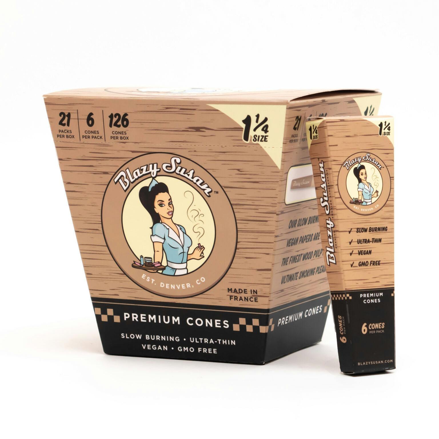 Blazy Susan | Unbleached Pre-rolled Cones 6pk | 1-1/4