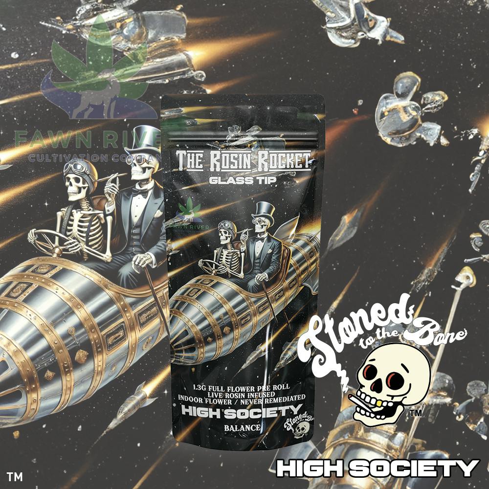 Stoned to the Bone | High Society | Rosin Rocket | Infused Pre-Roll | 1.3g