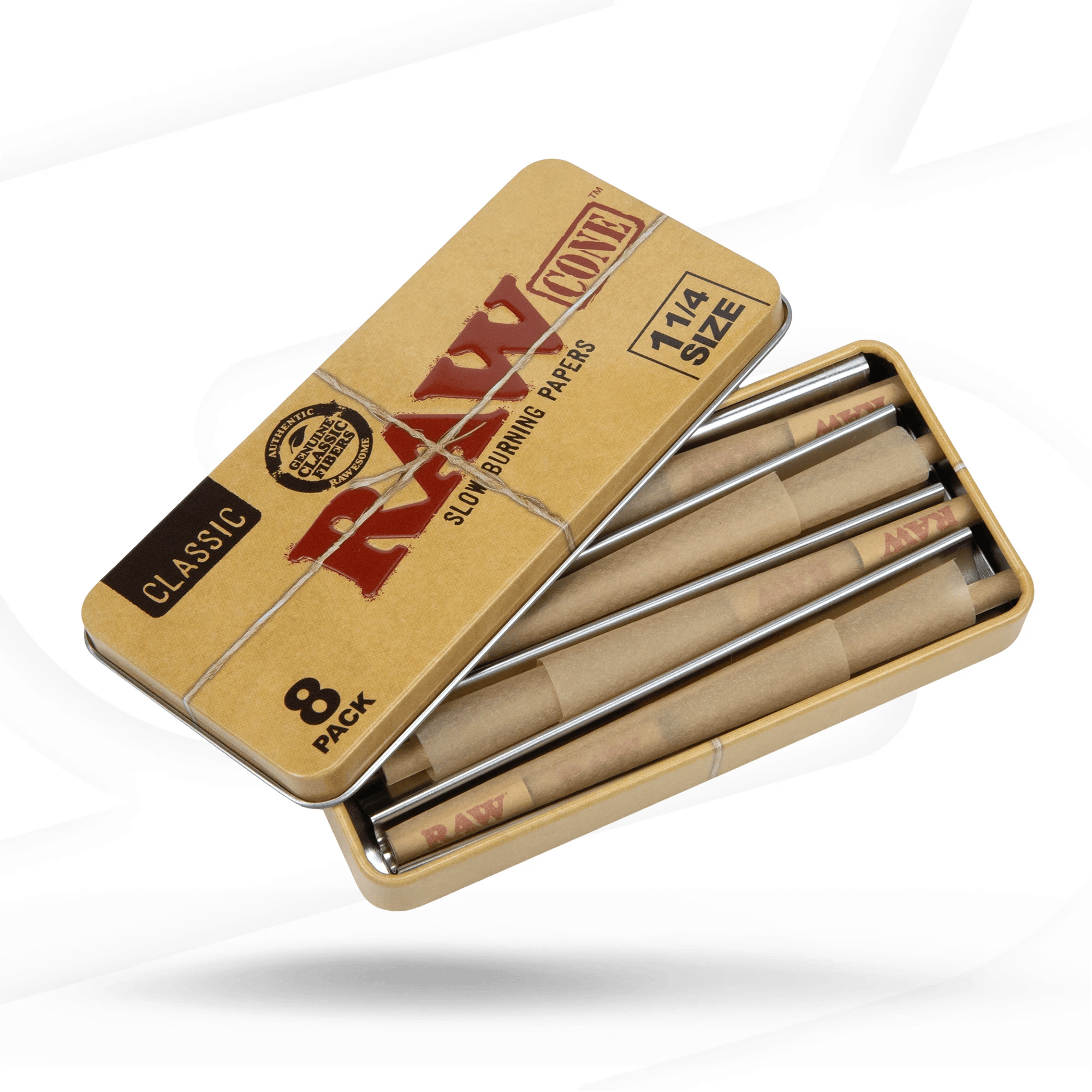 RAW Classic 1 1/4 Size Cones 8pk Tin