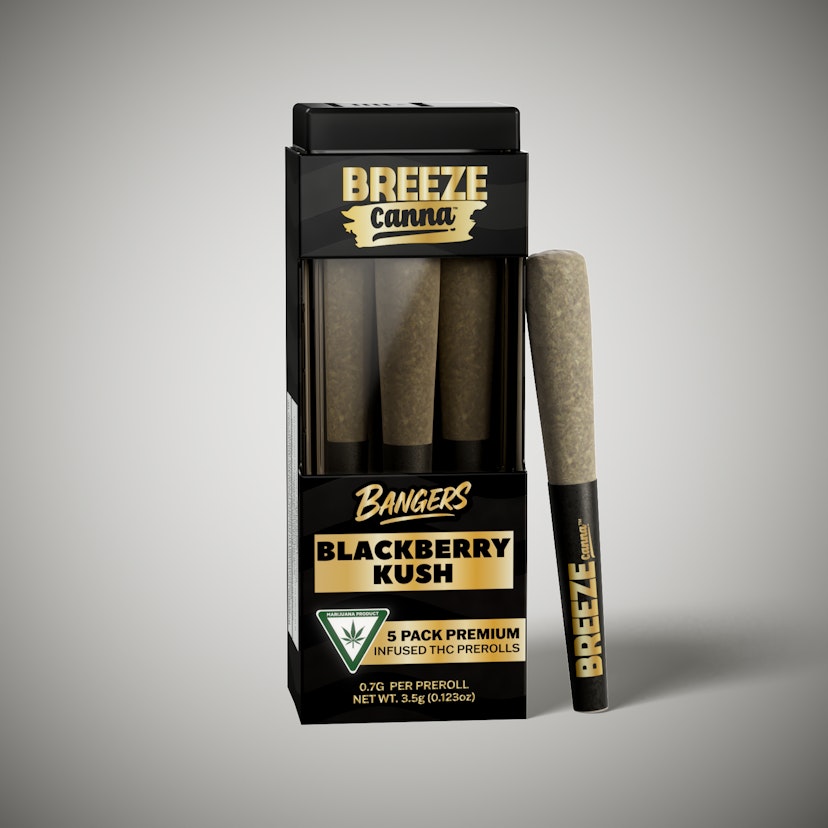Breeze Bangers x 5 Live Resin Infused Pre-rolls | Blackberry Kush