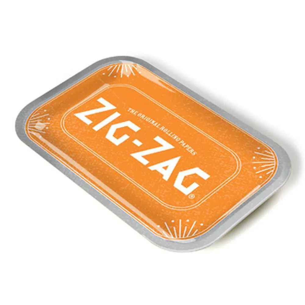 TP ZIG ZAG METAL ROLLING TRAY SMALL ORANGE | Inspired Cannabis