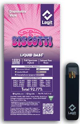 Product: Biscotti | Cured Resin Disposable | Legit Labs