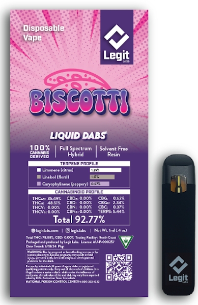 Biscotti | Cured Resin Disposable | Legit Labs