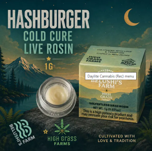 Belushi's Farms Cold Cured Live Hash Rosin Badder Hash Burger 1g (indica hybrid)