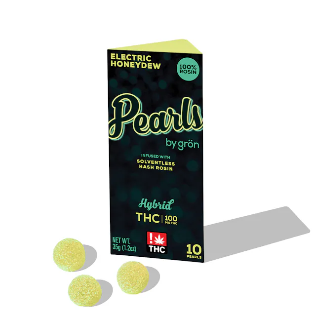 Gron Rosin Pearls Electric Honeydew 10pk/100mg (hybrid, live rosin gummies, 2.8g)