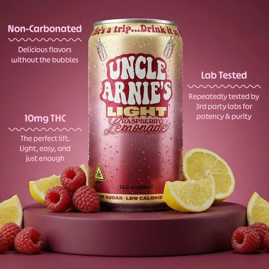 Uncle Arnie's - 10mg THC Infused Beverage - Light Raspberry Lemonade
