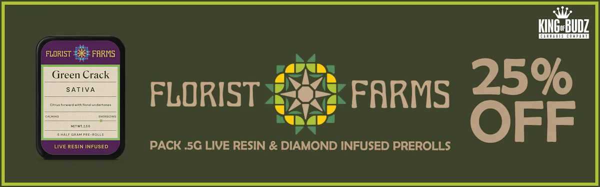 Florist Farms - 5 Pack .5g Live Resin AND Diamond Infused Prerolls - 25 Percent OFF