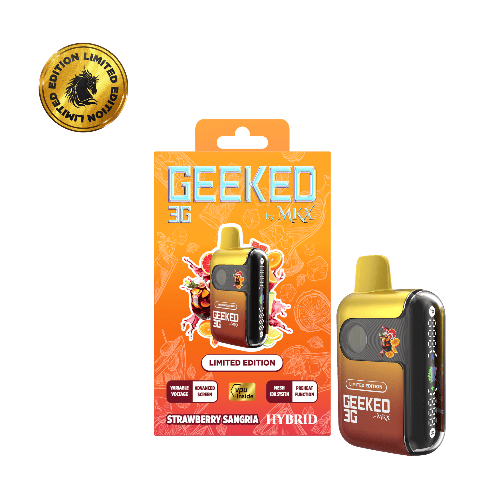 GEEKED by MKX - 3G Disposables LIMITED EDITION - Strawberry Sangria - Hybrid