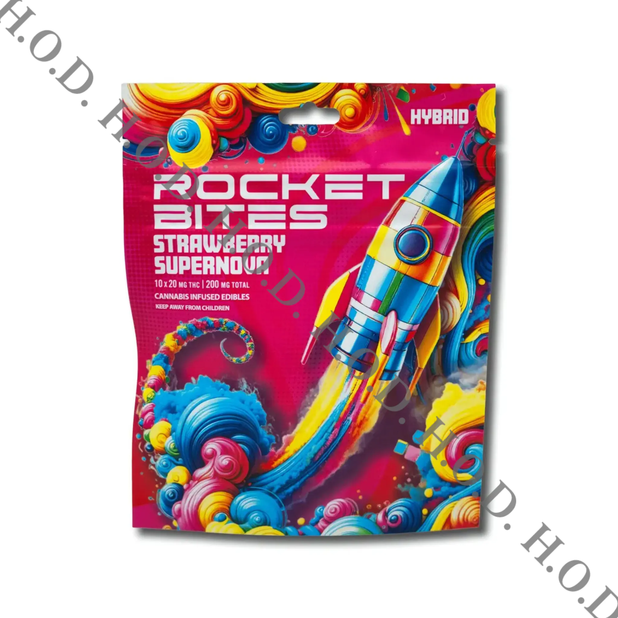Rocket Bites Strawberry Supernova Gummies 200mg at House of Dank