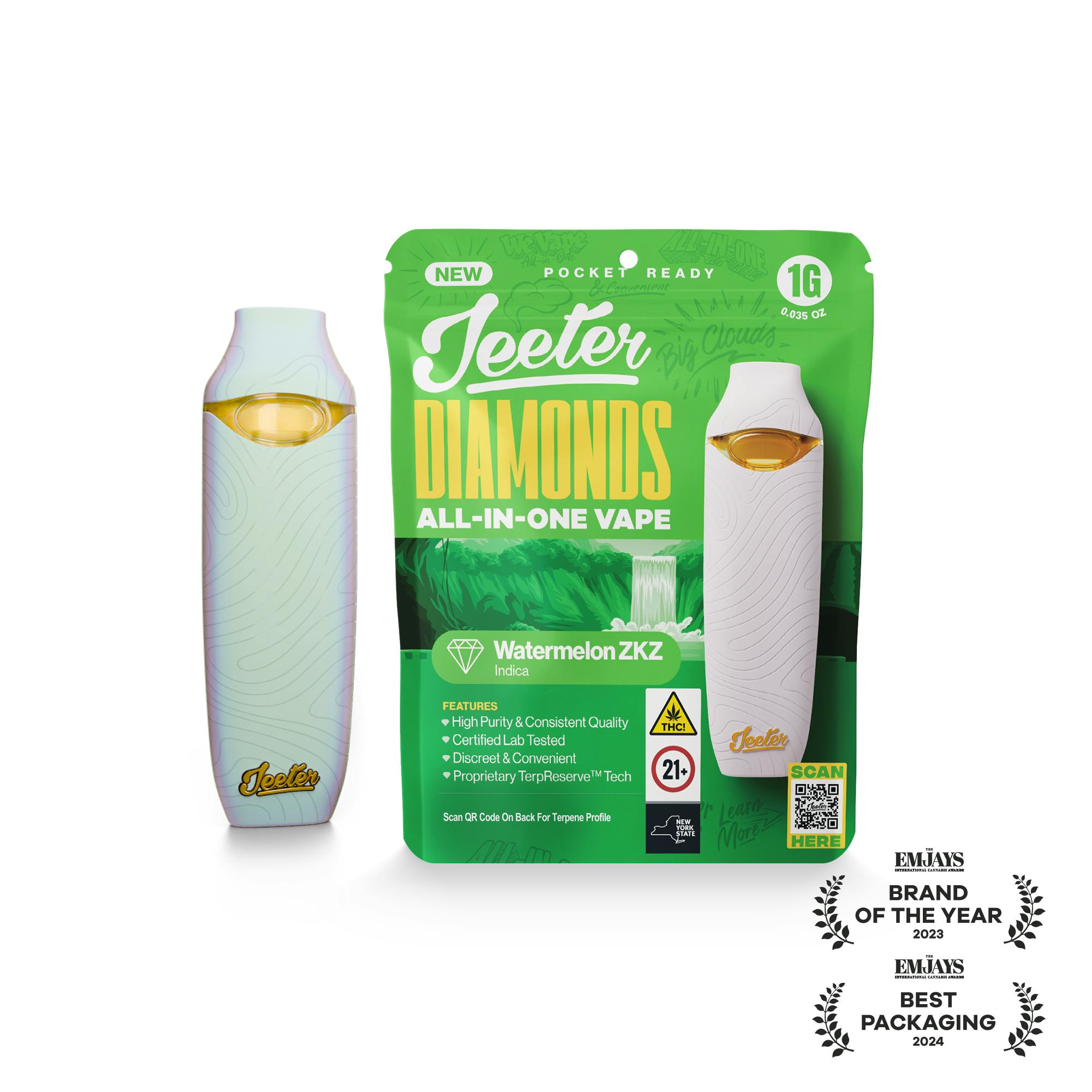 Jeeter Watermelon ZKZ All In One Liquid Diamonds Vape