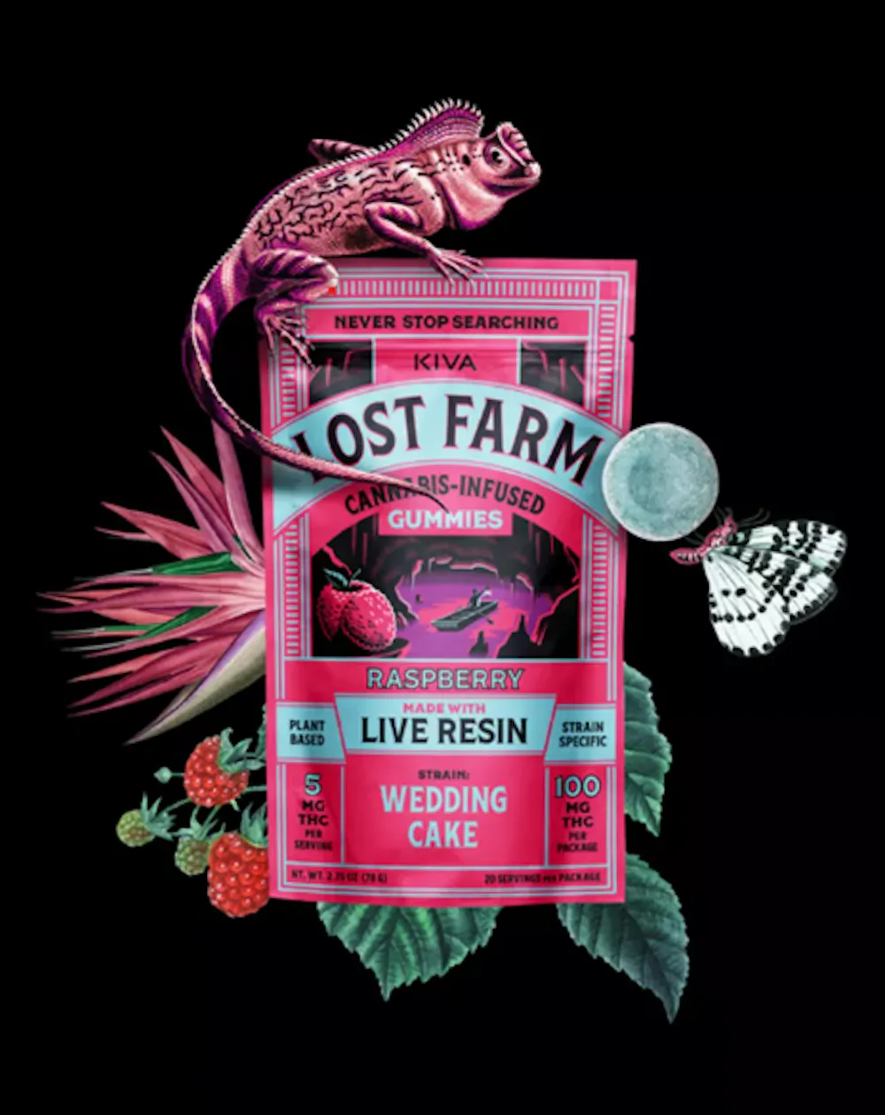 Product Lost Farm | Raspberry x Wedding Cake | Live Resin Gummies | 10ct | 100mg
