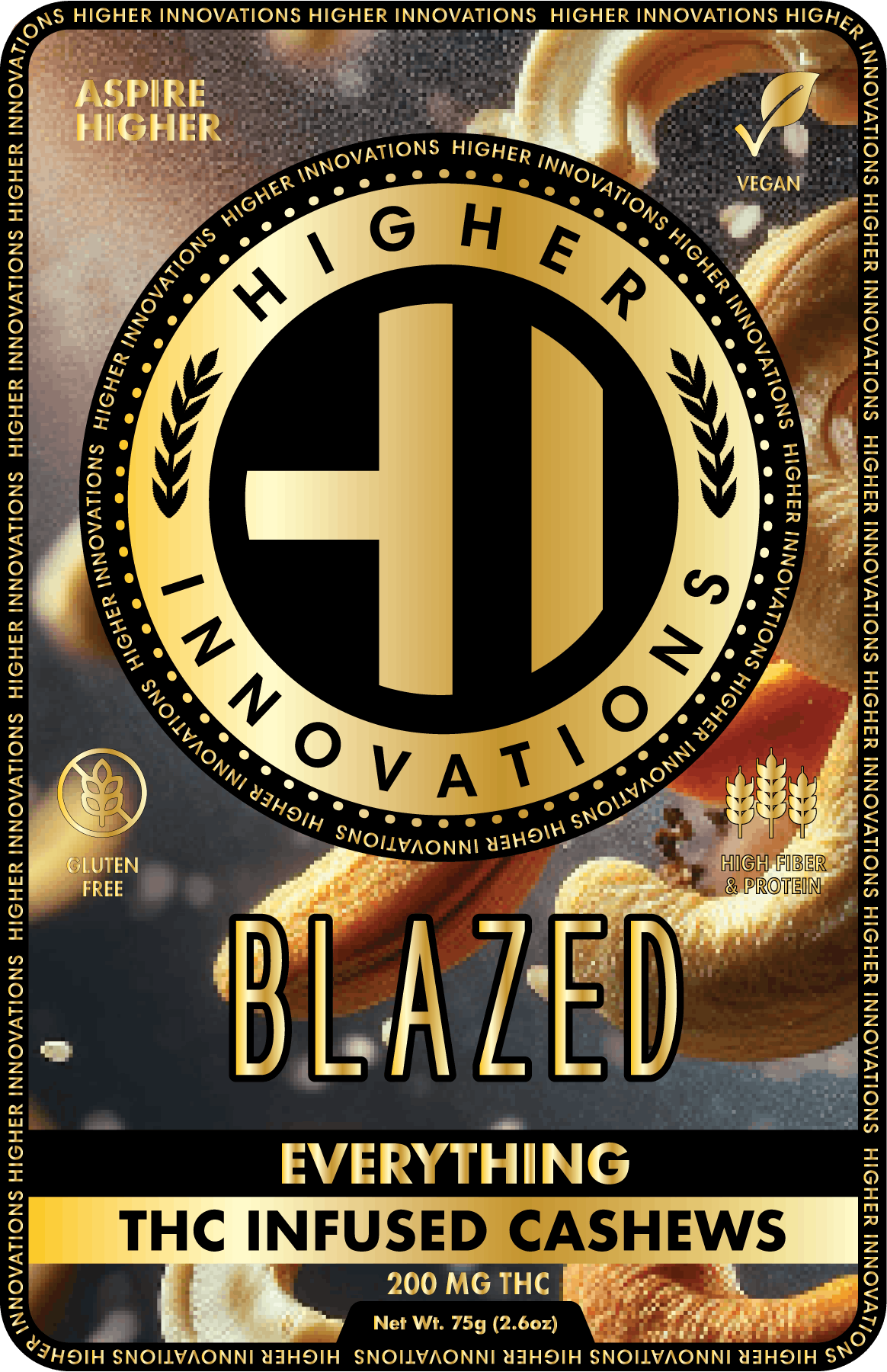 Product: Higher Innovation | Blazed Cashews | Infused Everything Seasoning Nuts | 200mg | Hybrid