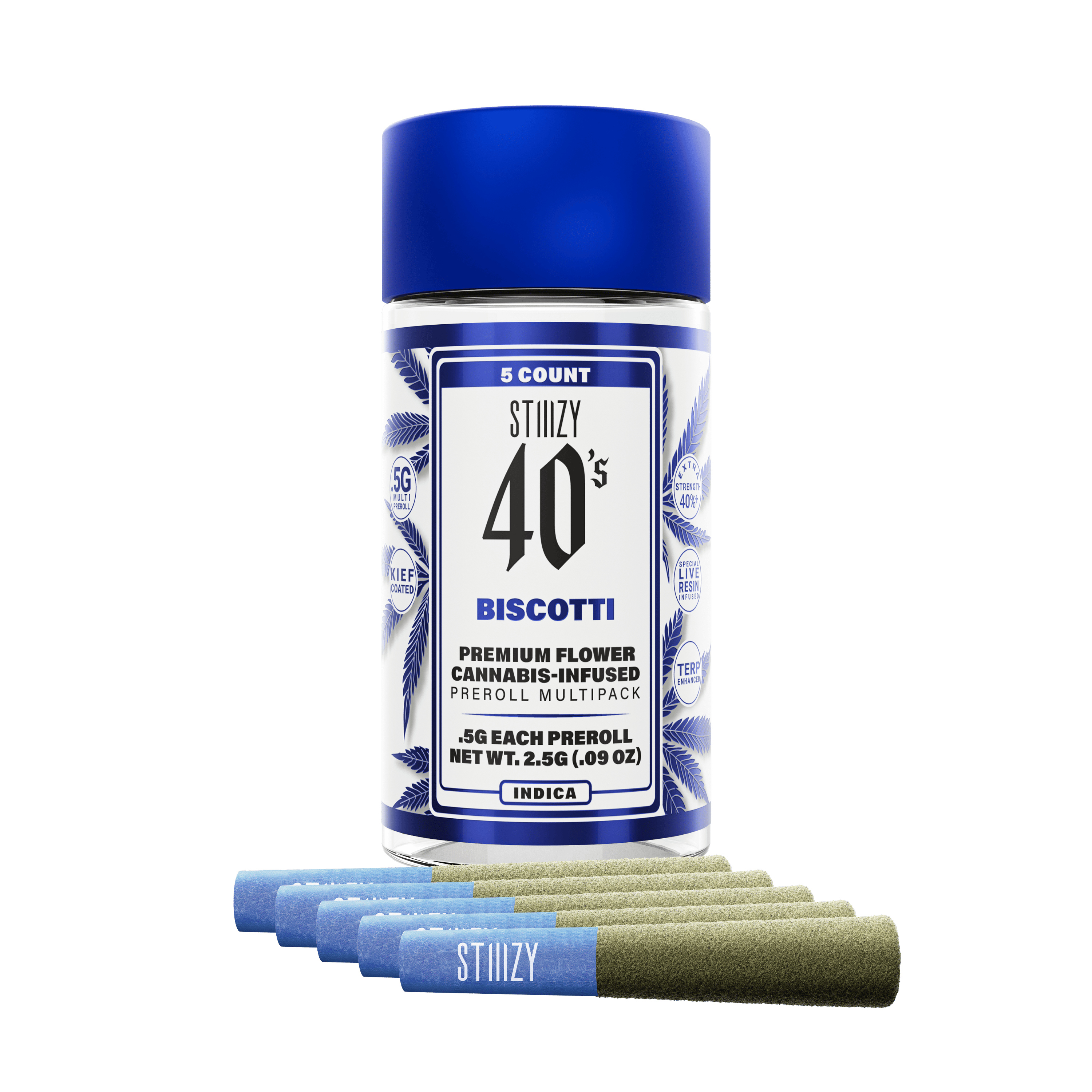 Stiiizy - Infused Prerolls 40's 5pk - Biscotti (I) (2.5g)