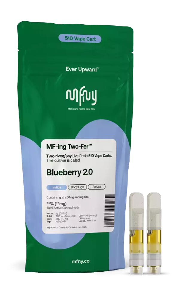 Blueberry 2.0 | 1g | Live Resin Vape Cartridge | 2 Pack each | Indica | MFNY