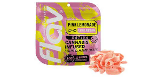 Pink Lemonade Belts 100mg Live Resin Gummies-active