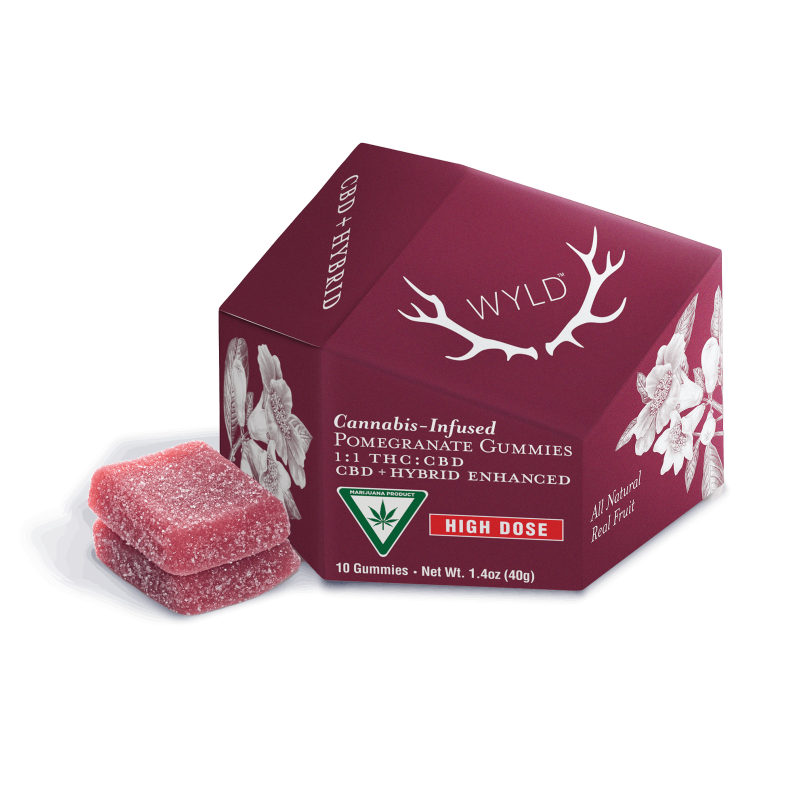 200mg | Pomegranate 1:1 CBD + Hybrid Enhanced Gummies