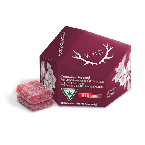 200mg | Pomegranate 1:1 CBD + Hybrid Enhanced Gummies