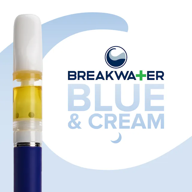 Breakwater Live Hash Rosin Cart Blue & Cream .5g (indica, live rosin cartridge)