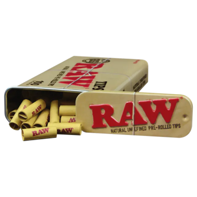RAW Pre-Rolled Tips Tin 100pk (hybrid, papers rolling supplies)