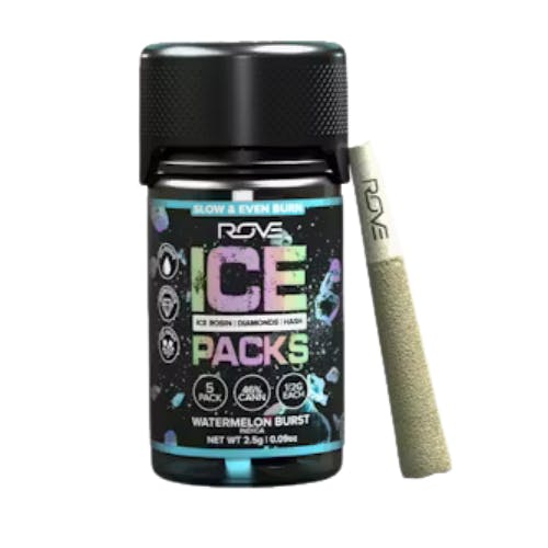 WATERMELON BURST ICE ROSIN, HASH DIAMOND INFUSED PREROLL 5PK