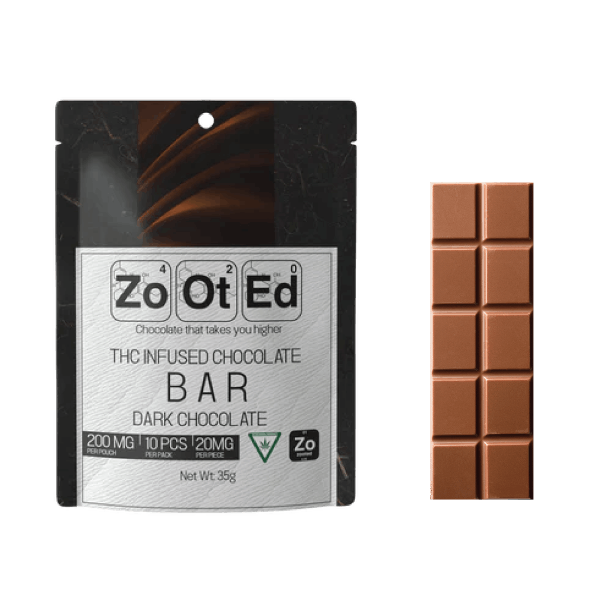 ZOOTED | DARK CHOCOLATE BAR | 200MG