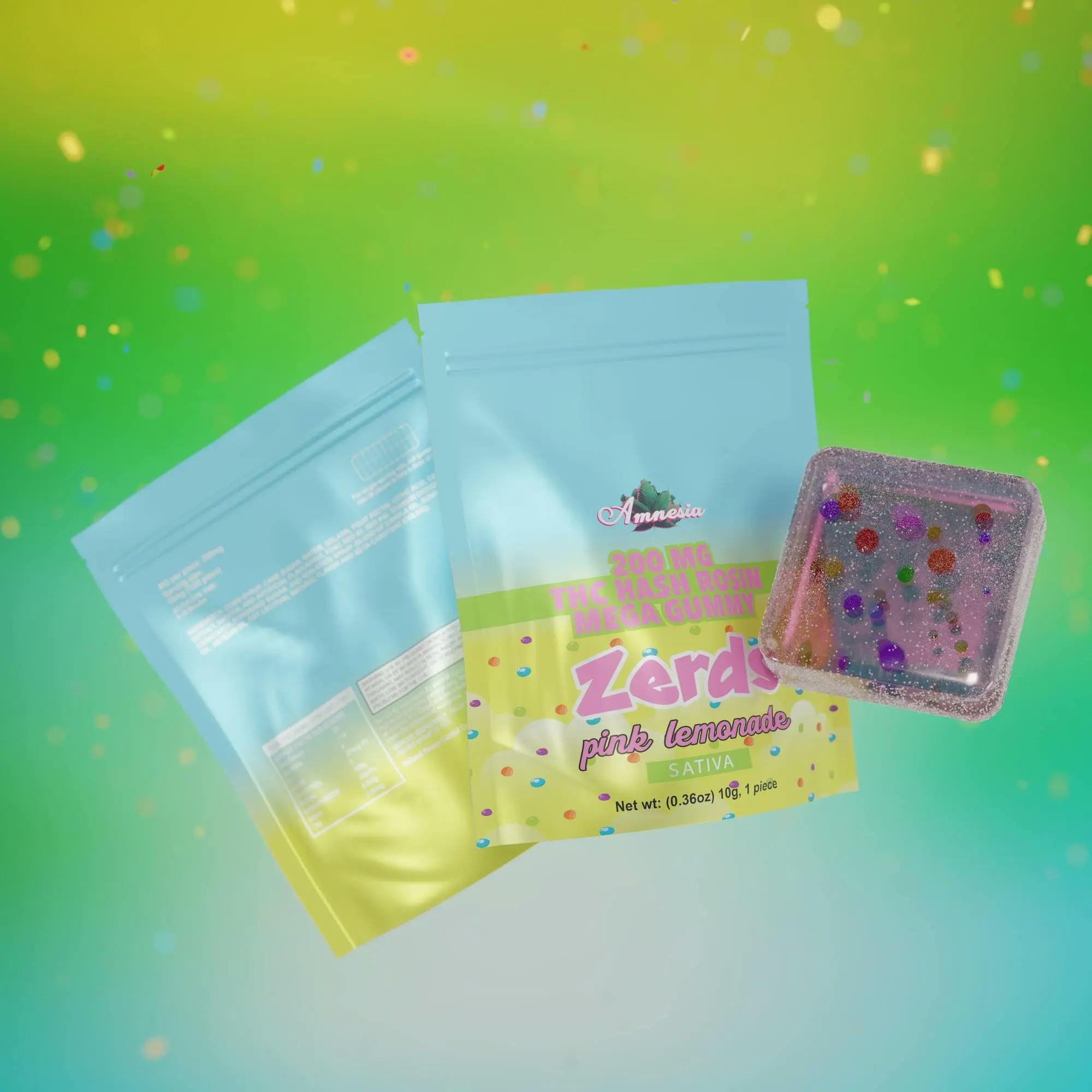 Amnesia - 200mg Zerds Hash Rosin Single Gummy - Pink Lemonade
