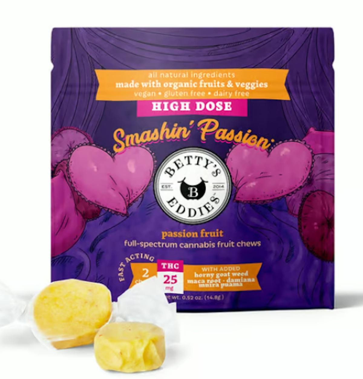 Photo of Betty’s Eddies Smashin’ Passion for Pleasure 10mg 2pk Gummies