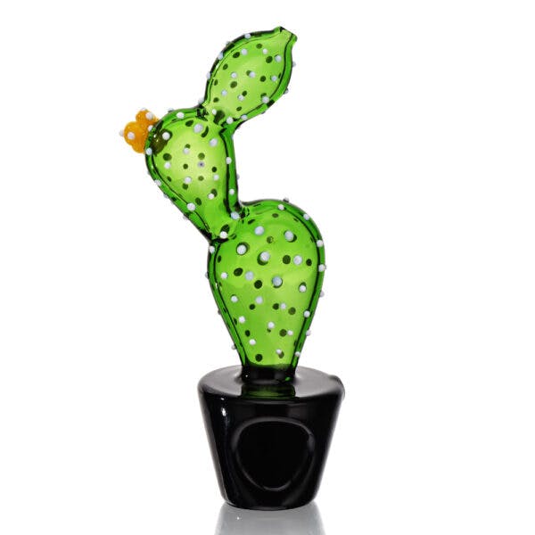 EG Glass Transparent Potted Prickly Pear Hand Pipe Color: Black