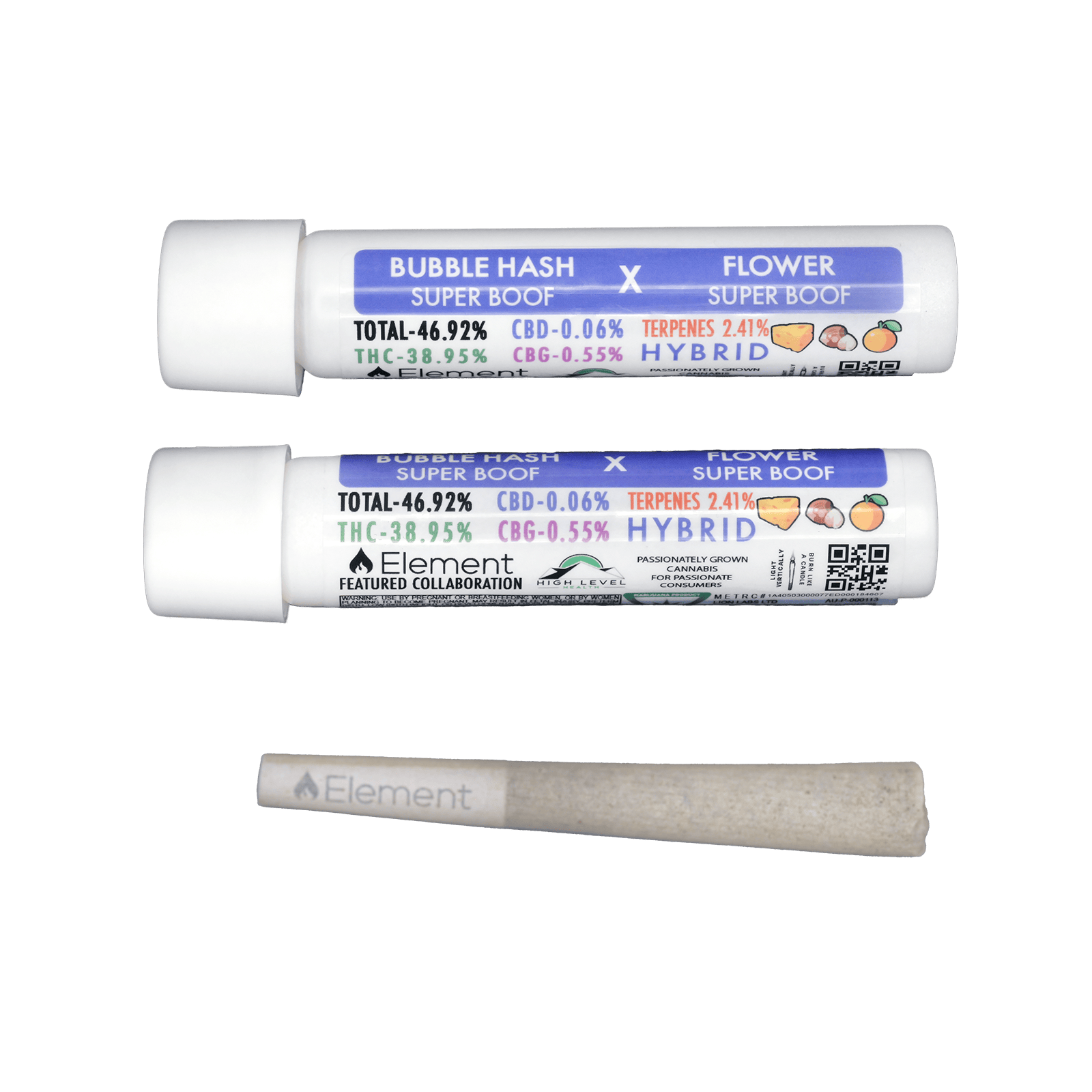 Live Hash Joint 1g Super Boof (bubble hash) x Super Boof (flower) by Element – Pre-Rolls at Gatsby Cannabis