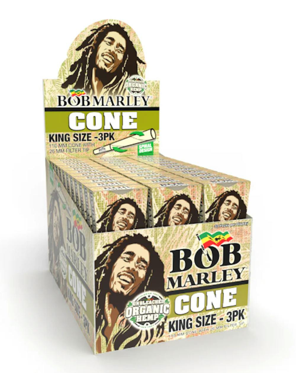 Product Bob Marley | Hemp Paper | Unbleached King Size Cones | 3pk