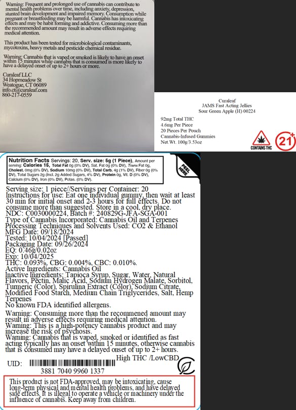 JAMS Fast Acting Jellies Sour Green Apple (H) 00224 Curaleaf