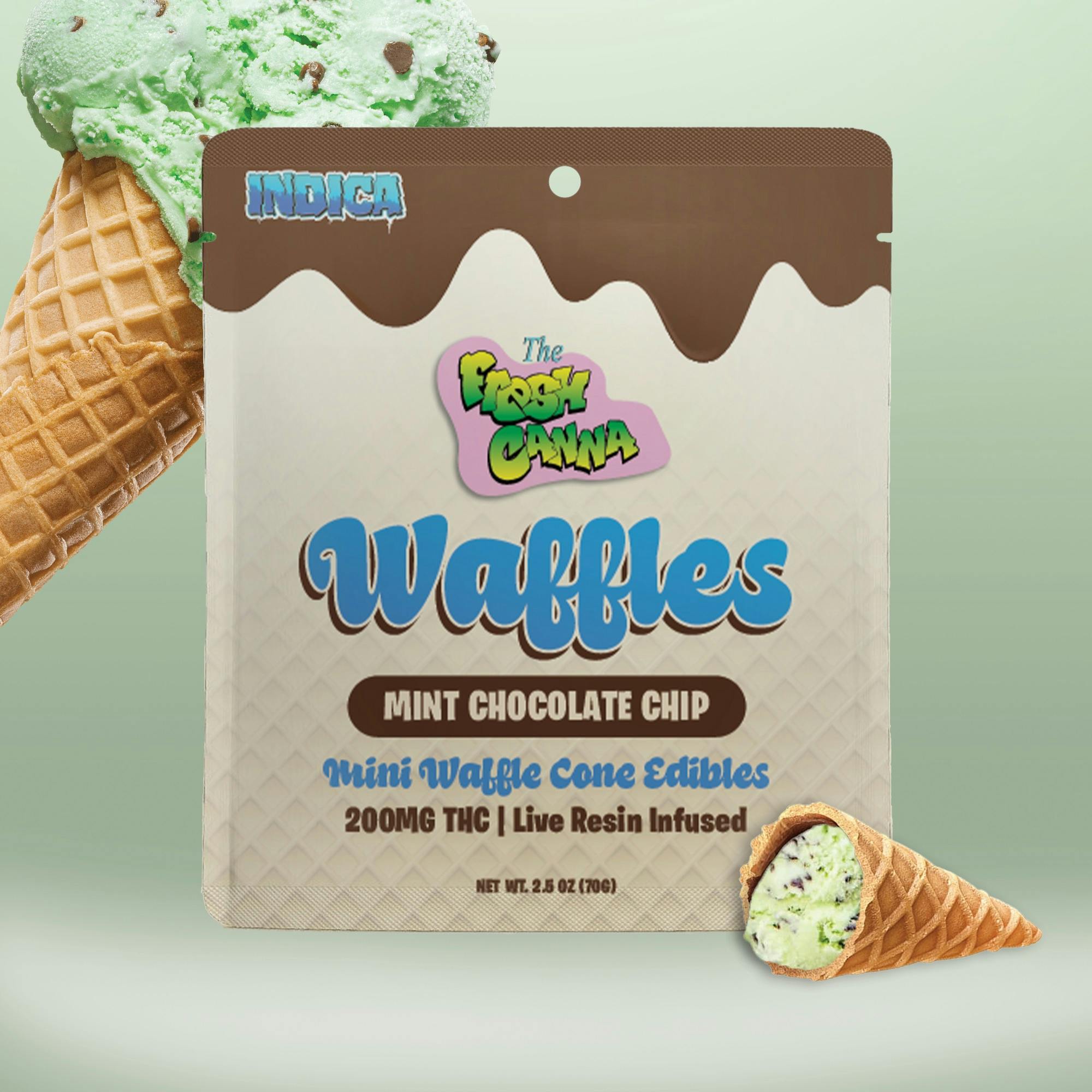 Fresh Canna - 200mg Live Resin Infused Sugar Cones - Mint Chocolate Chip