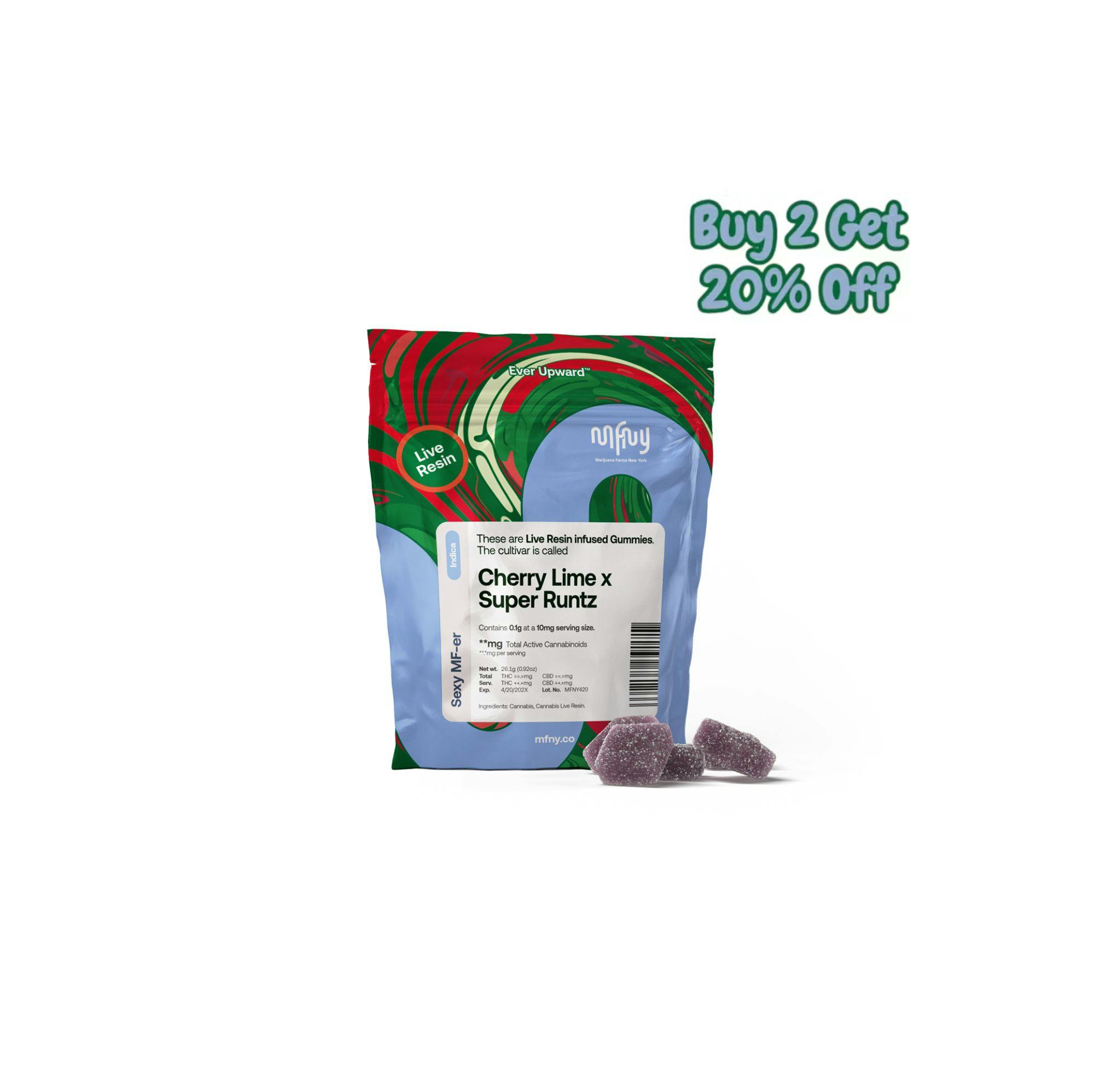 Cherry Lime x O2 OG Kush 3pk 10mg Live Resin Gummies - The Flowery NY