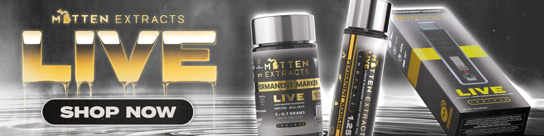 mitten extracts live resin infused pre rolls preroll prerolls 5pk 1.25g