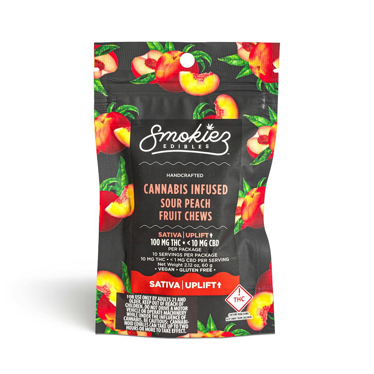 Photo of Smokiez – Sour Peach Fruit Chews – 100mg (Sativa)