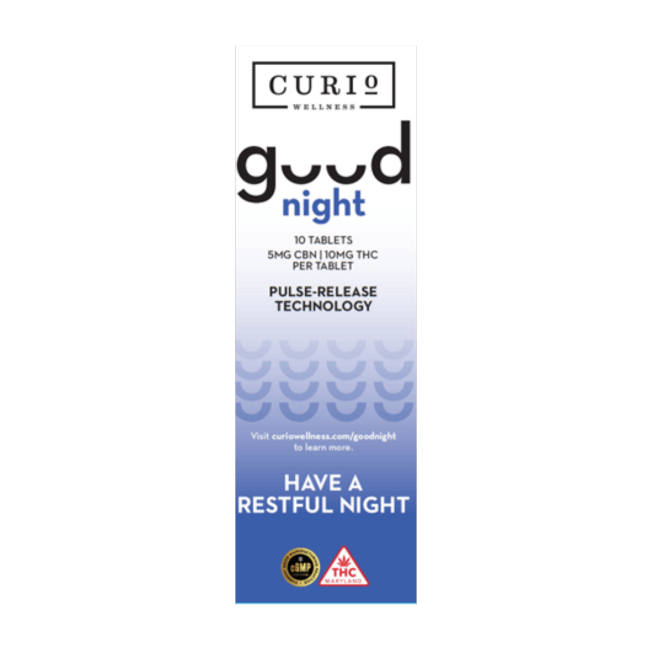 【Good Night】CRDH/CBN isolate,Distillate Good Night Tablets [5mg CBN | 10mg THC] 15pk - Curio Wellness™