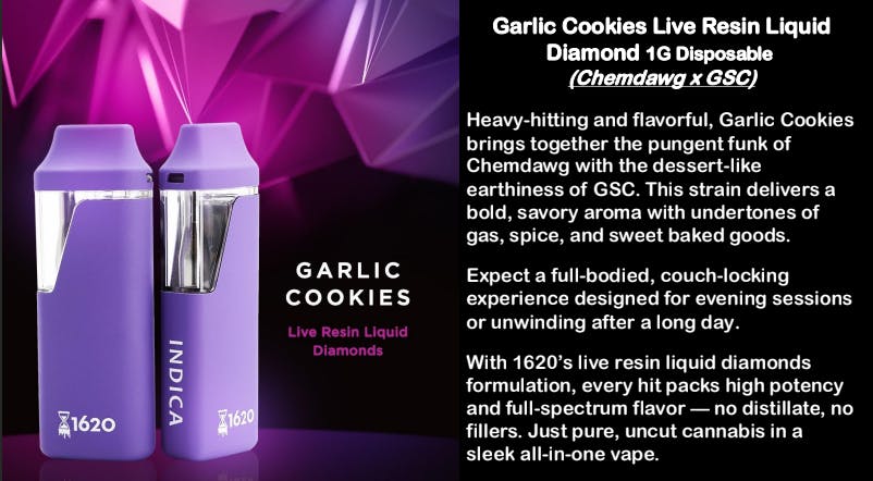1620 Pen Liquid Diamond 1000mg: Garlic Cookies | Bridge City Collective -  East Dubuque