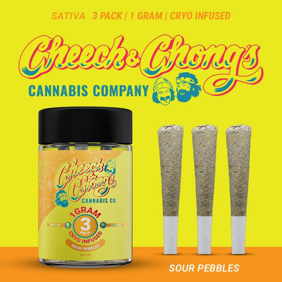 Cheech & Chong - 3 Pack Cryo Infused Pre-Roll - Sour Pebbles (S)