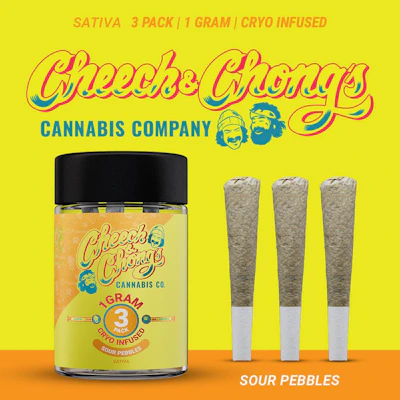 Cheech & Chong - 3 Pack Cryo Infused Pre-Roll - Sour Pebbles (S) - PRE_ROLLS by Cheech & Chong at King of Budz