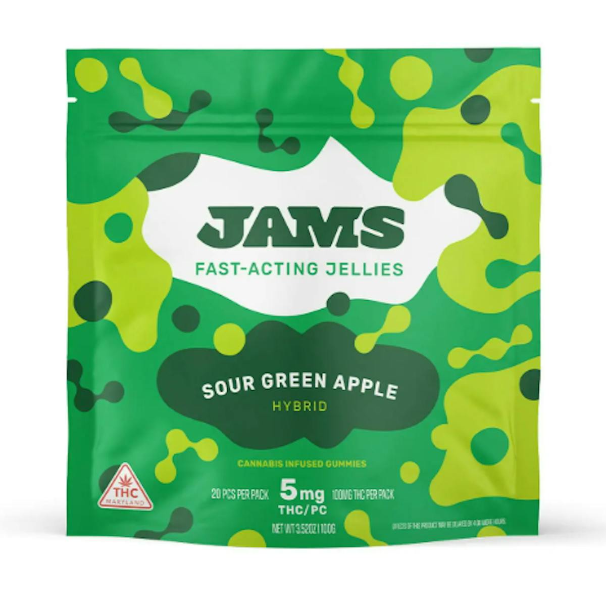 Photo of Jams Sour Green Apple Fast-Acting Nano Jellies 100mg 20pk
