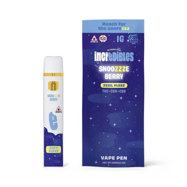 Incredibles Disposable Snoozzze Berry 14 THC : 1 CBG : 1 CBN 1g (indica, disposables)