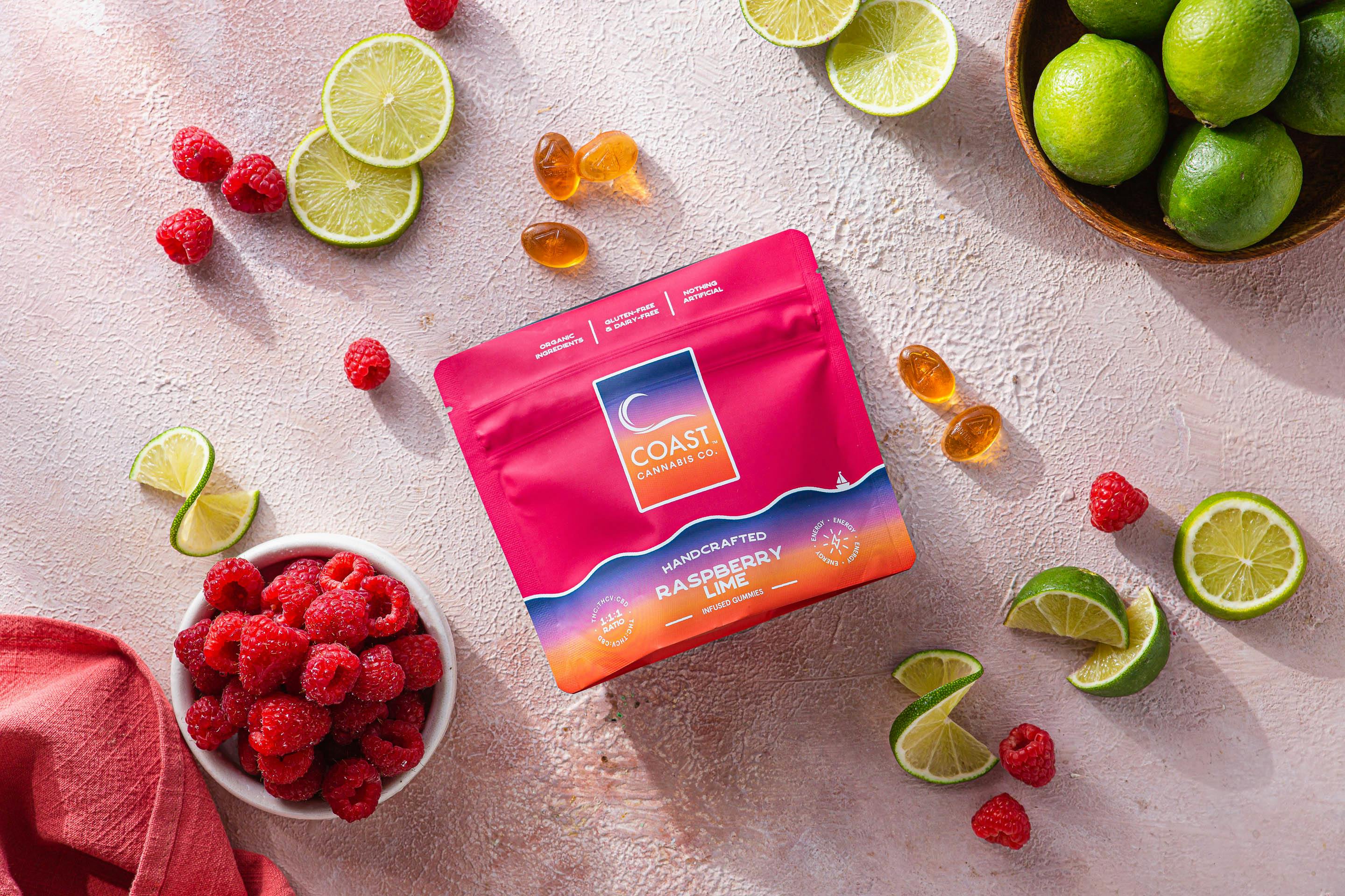 image of ENERGY | Raspberry Lime Gummies | 5mg THCV:5mg CBD: 5mg THC 100mg