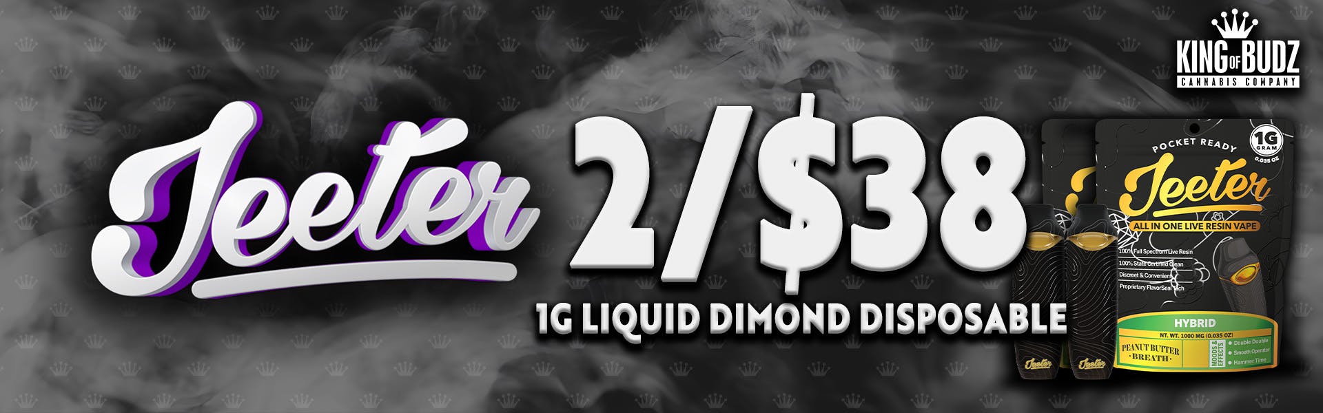 Jeeter 1g Liquid Diamond Disposables - 2 for $38