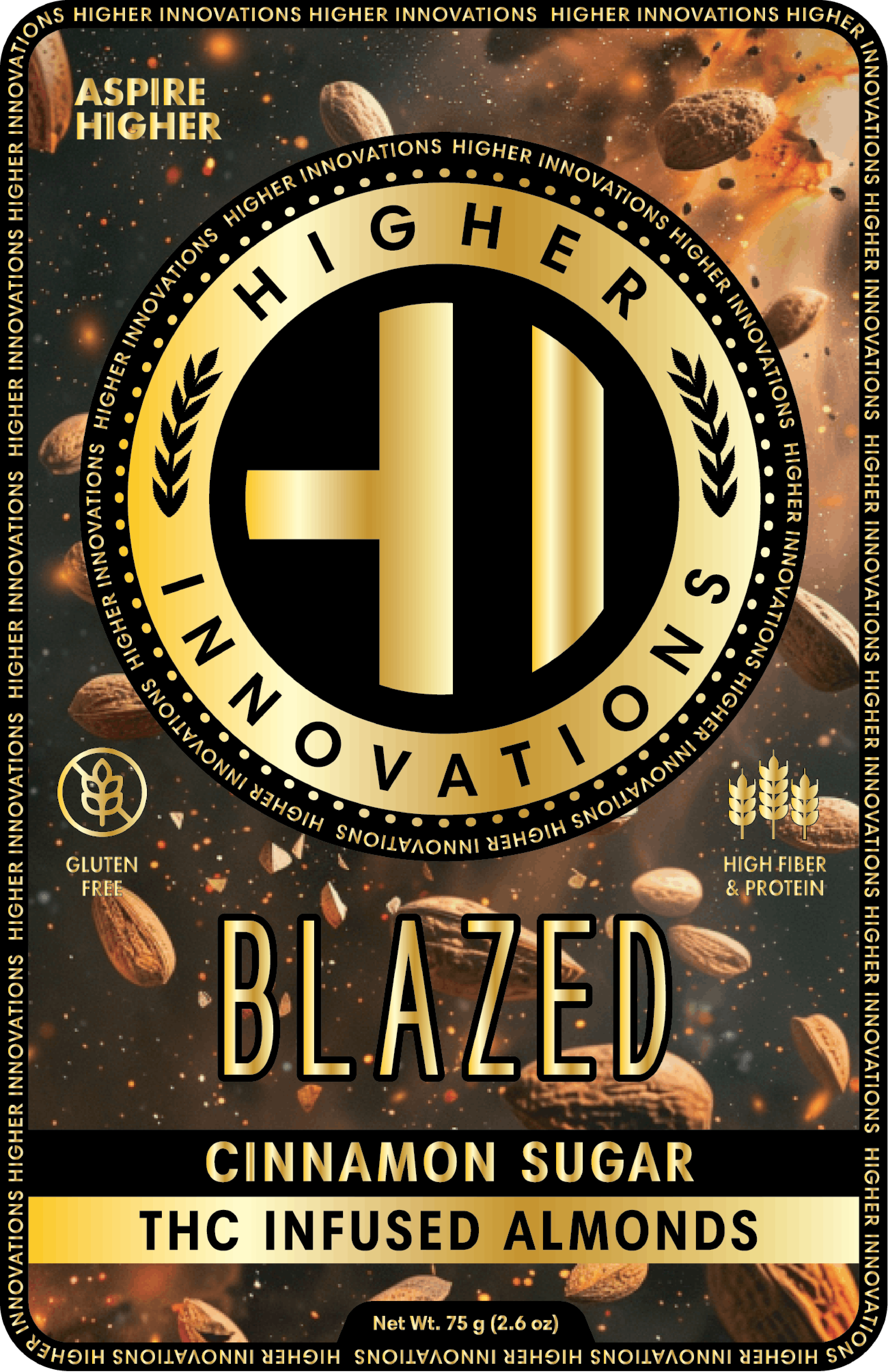 Product: Higher Innovation | Blazed Almonds | Infused Cinnamon Sugar Nuts | 200mg | Hybrid