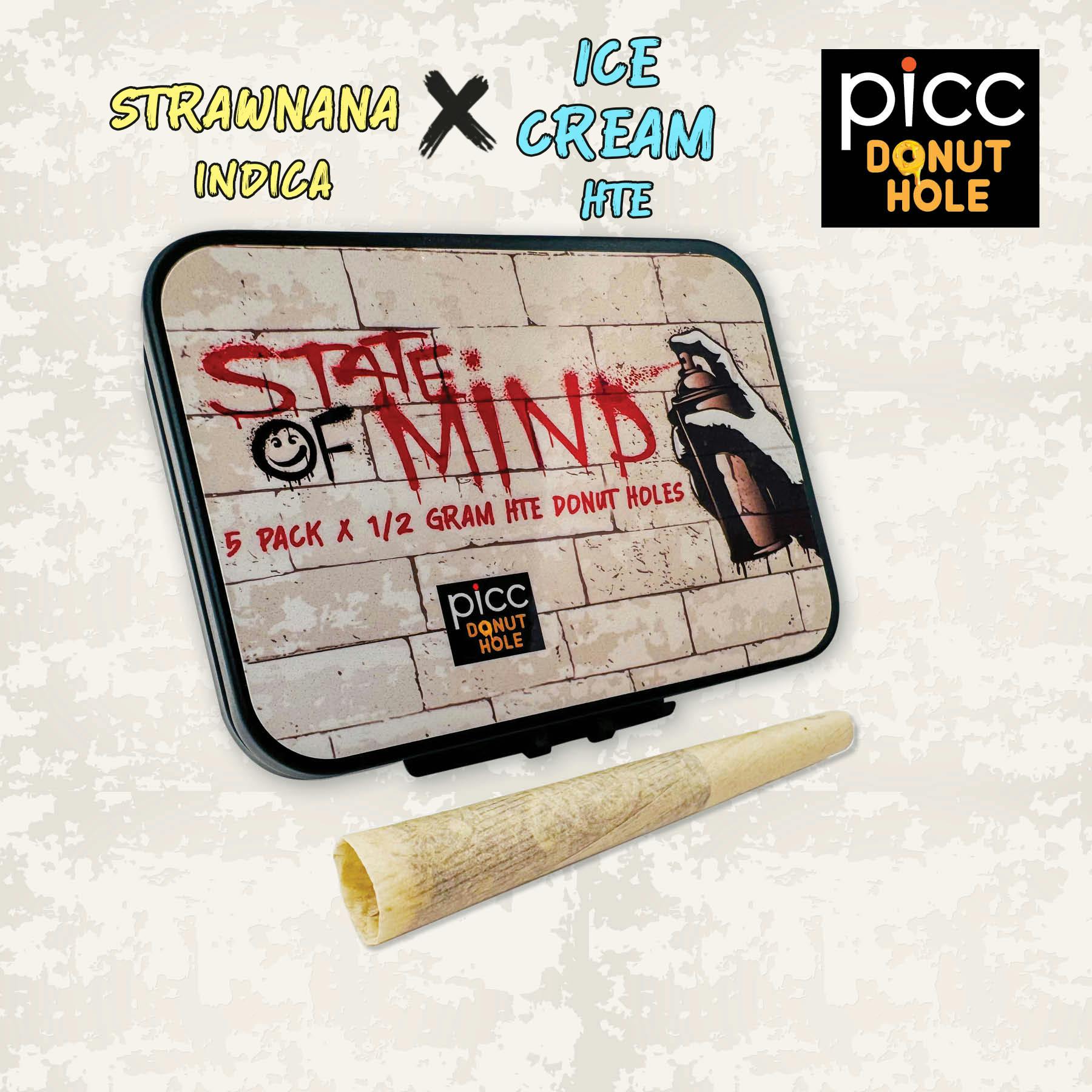 Picc x STATE OF MIND | Strawnana x Ice Cream HTE Donut Hole | Infused Pre-Roll 5 Pack | 2.5g