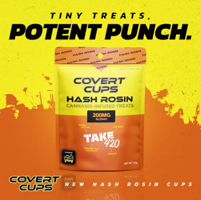 Product: COVERT CUPS | TAKE420 - HASH ROSIN CHOCOLATES | 200MG | HYBRID